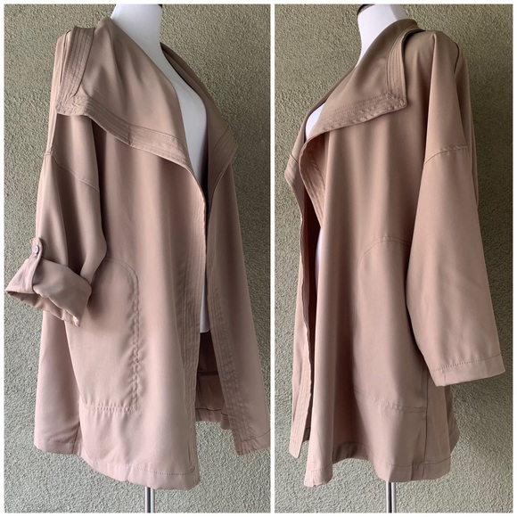 “Max Studio” Classic Waterfall Tan Jacket NWT size L - Picture 3 of 12